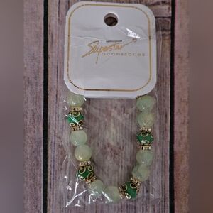Superstar Accessories Green Beaded Bracelet NIP